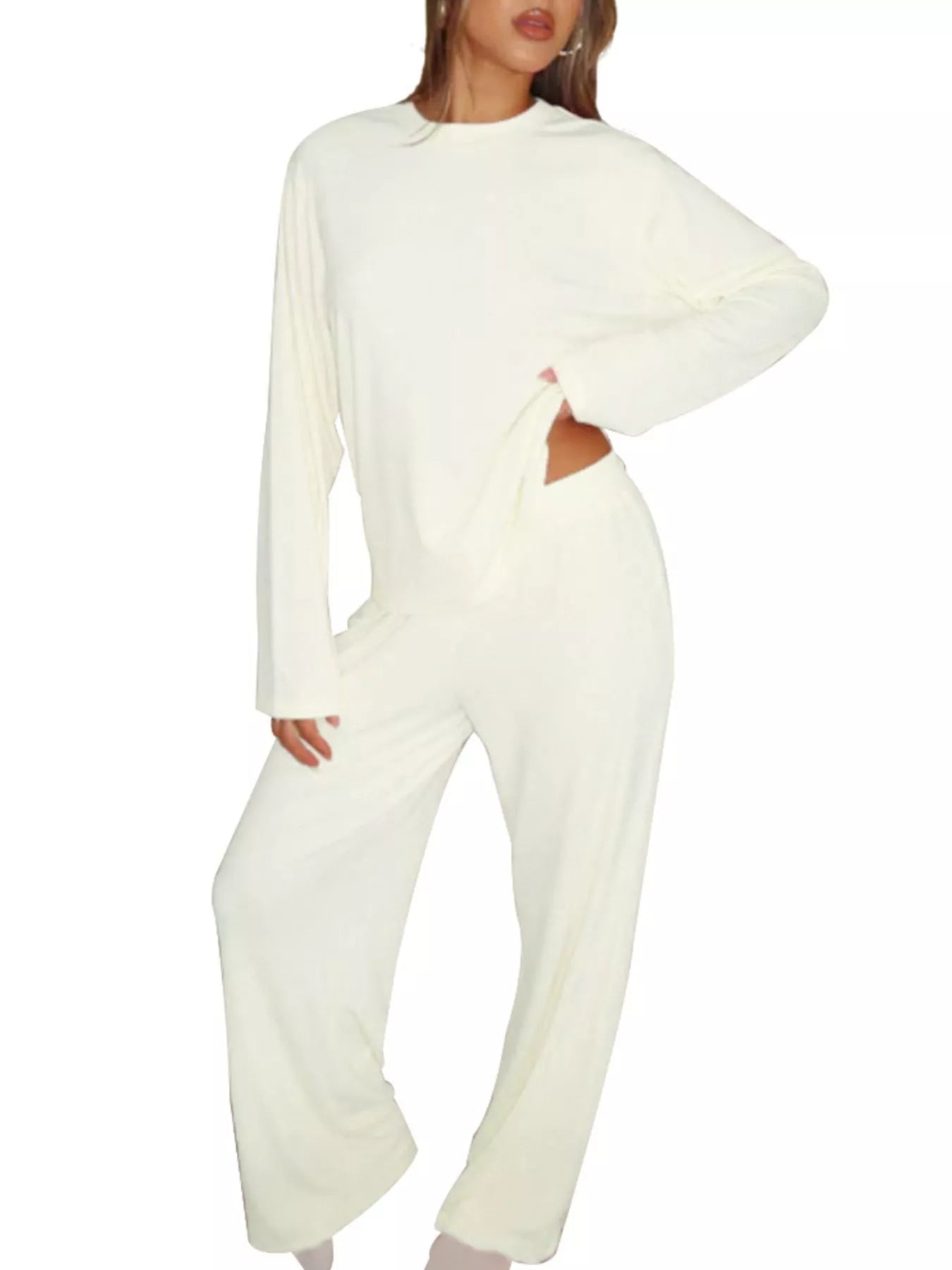 Relaxed Fit Long Sleeve Top and Pants Set