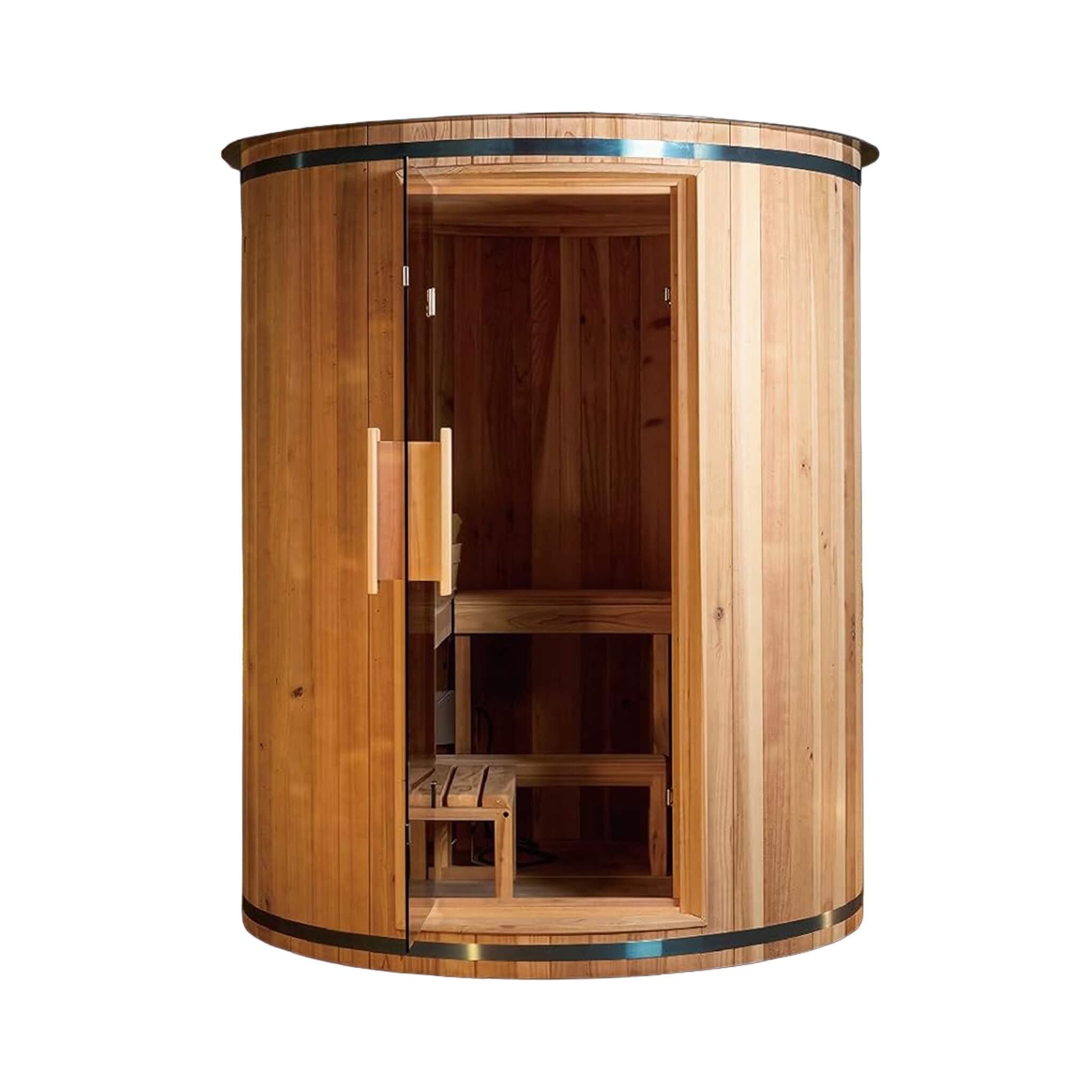 Thermora Barcelona Premium 78-Inch 4-Person Cedar Wood Outdoor Vertical Barrel Sauna With 6KW Heater, LED Lights And Stones (