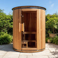Thermora Barcelona Premium 78-Inch 4-Person Cedar Wood Outdoor Vertical Barrel Sauna With 6KW Heater, LED Lights And Stones (