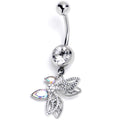 BodyCandy Clear Aurora Gem Ultra Drama Butterfly Dangle Belly Ring — main product shot