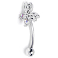 BodyCandy 16G 5/16 Aurora Gem Ultra Drama Butterfly Curved Eyebrow Ring — main product shot