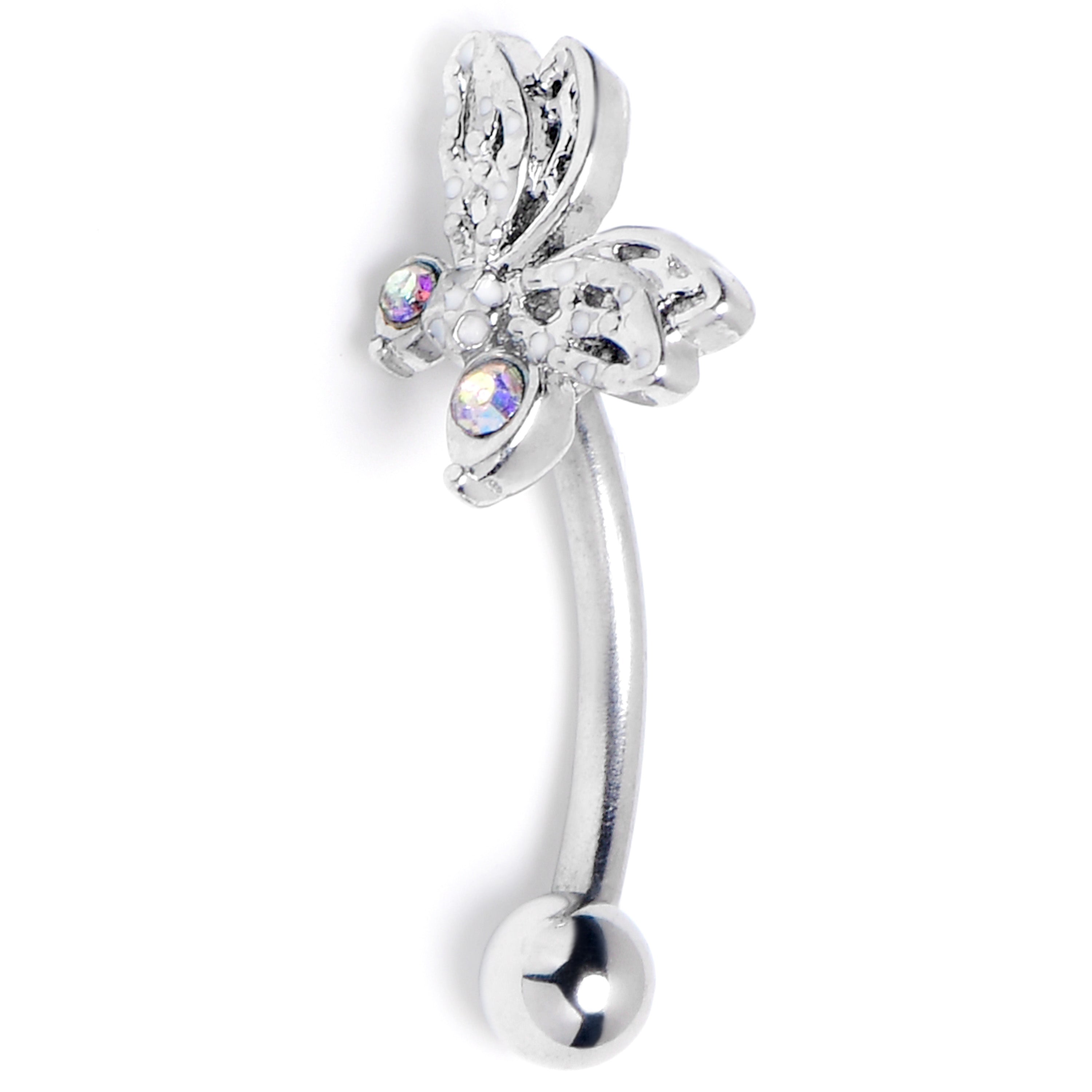 BodyCandy 16G 5/16 Aurora Gem Ultra Drama Butterfly Curved Eyebrow Ring — main product shot