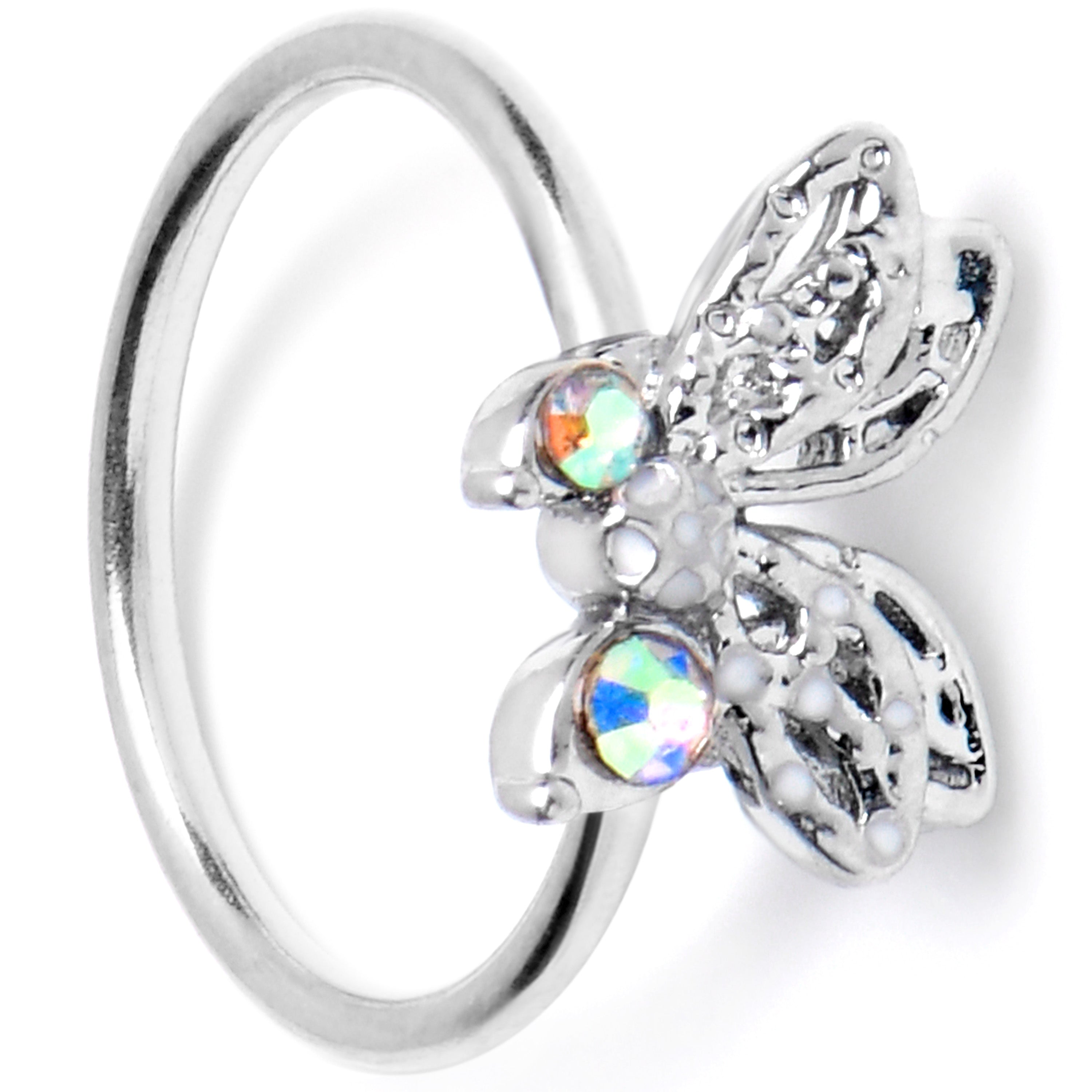 BodyCandy 20G 5/16 Aurora Gem Ultra Drama Butterfly Nose Hoop — main product shot