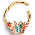 BodyCandy 16G 3/8 Gold Tone Sunrise Butterfly Hinged Segment Ring — main product shot