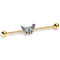 BodyCandy 14G Gold Tone Evening Butterfly Industrial Barbell 38mm — main product shot