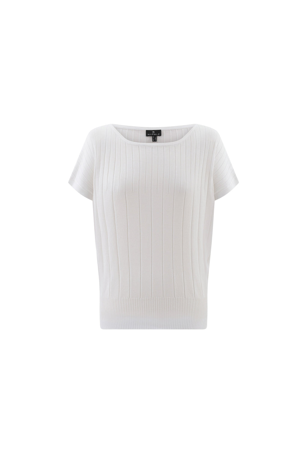 KADOU BOUTIQUE Marble Short Sleeve Knit Top — lifestyle context