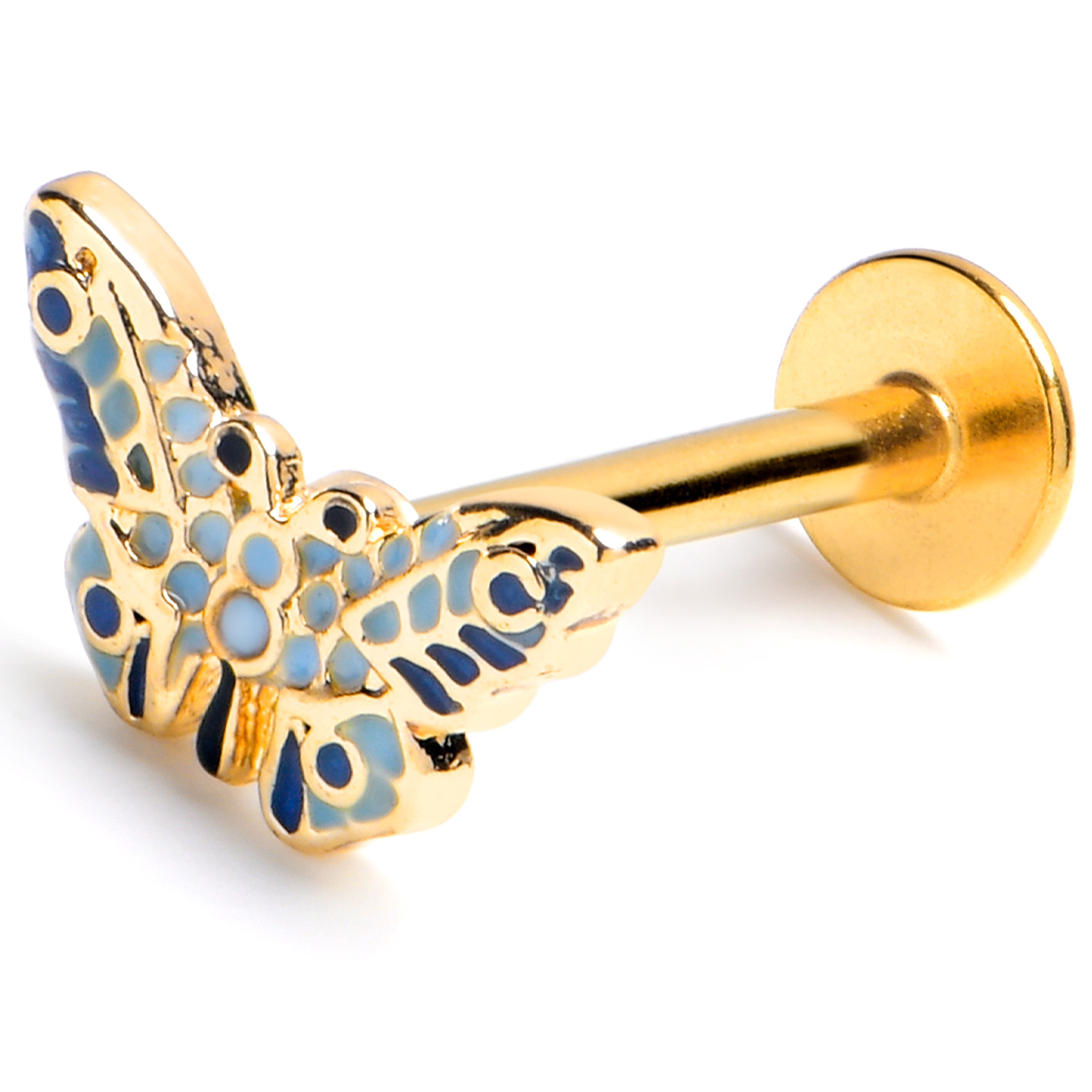 BodyCandy 16G 5/16 Gold Tone Evening Butterfly Labret Monroe Tragus — main product shot