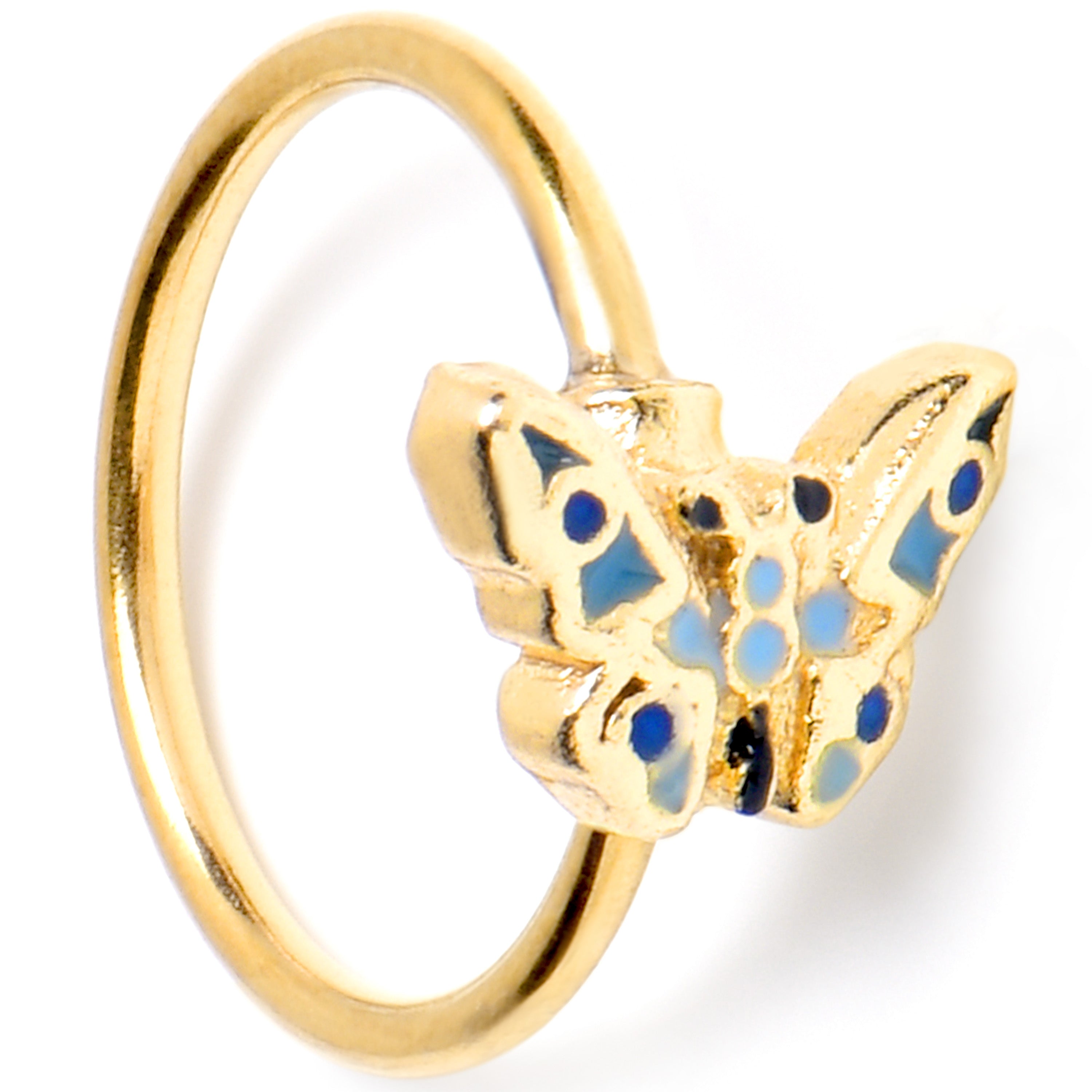 BodyCandy 20G 5/16 Gold Tone Evening Butterfly Nose Hoop — main product shot