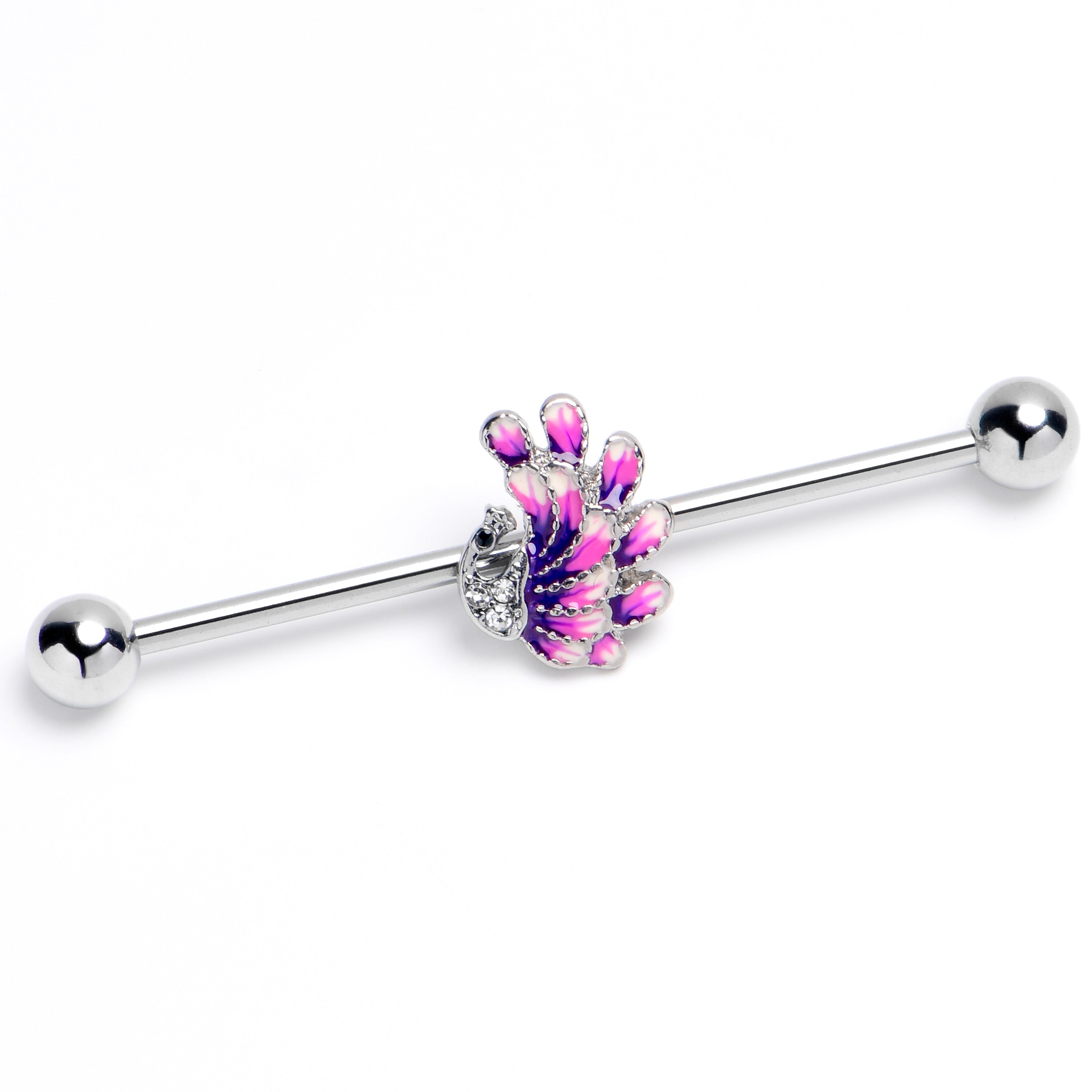 BodyCandy 14G Peacock Purple Industrial Barbell 38mm — main product shot