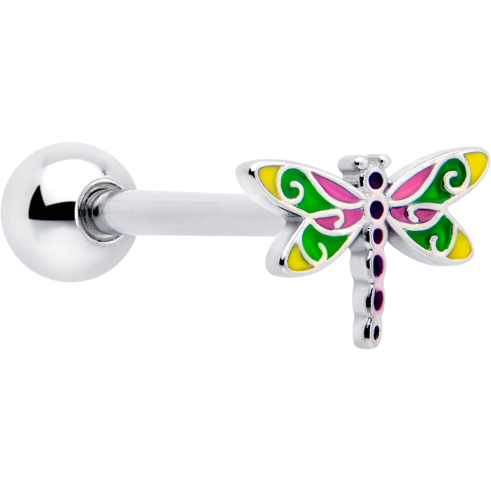BodyCandy Dragonfly Colors Barbell Tongue Ring — main product shot