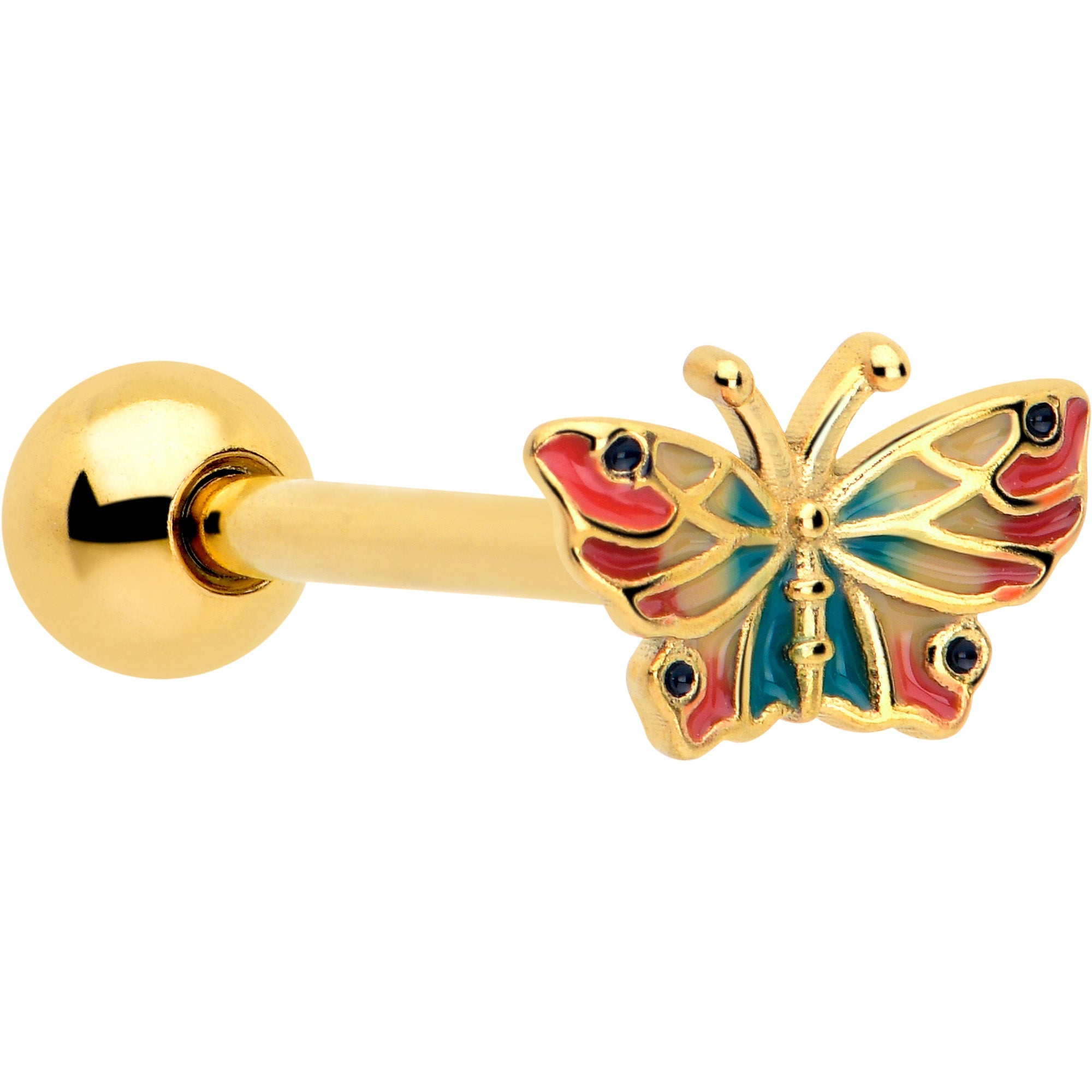 BodyCandy Gold Tone Sunrise Butterfly Barbell Tongue Ring — main product shot