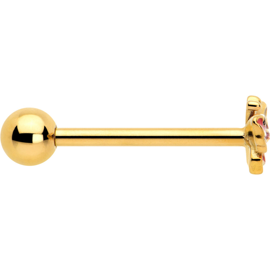 BodyCandy Gold Tone Sunrise Butterfly Barbell Tongue Ring — side view