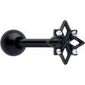 BodyCandy Clear CZ Gem Black Gothic Star Barbell Tongue Ring — main product shot