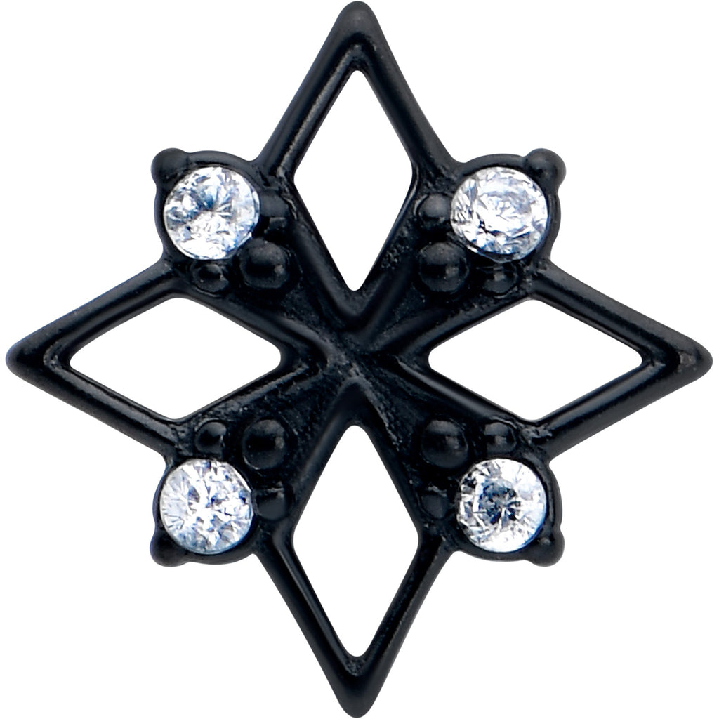 BodyCandy Clear CZ Gem Black Gothic Star Barbell Tongue Ring — lifestyle context