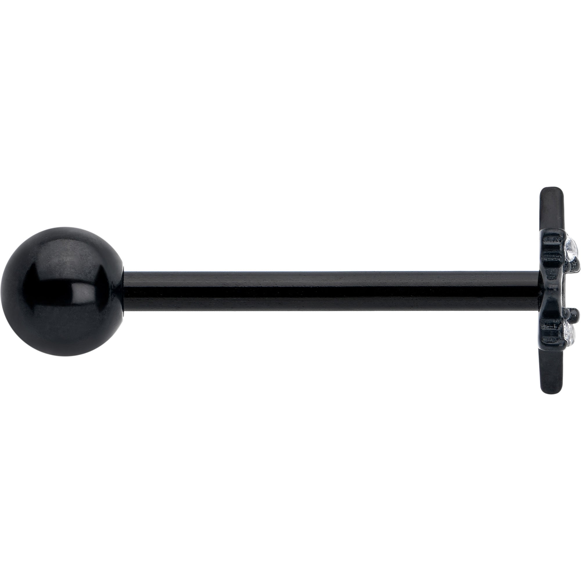 BodyCandy Clear CZ Gem Black Gothic Star Barbell Tongue Ring — side view