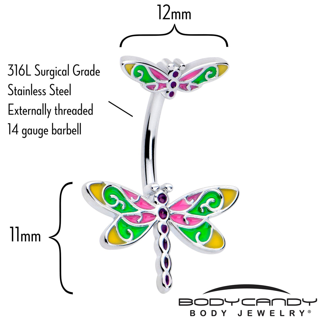 BodyCandy Dragonfly Colors Double Mount Belly Ring — detail close-up