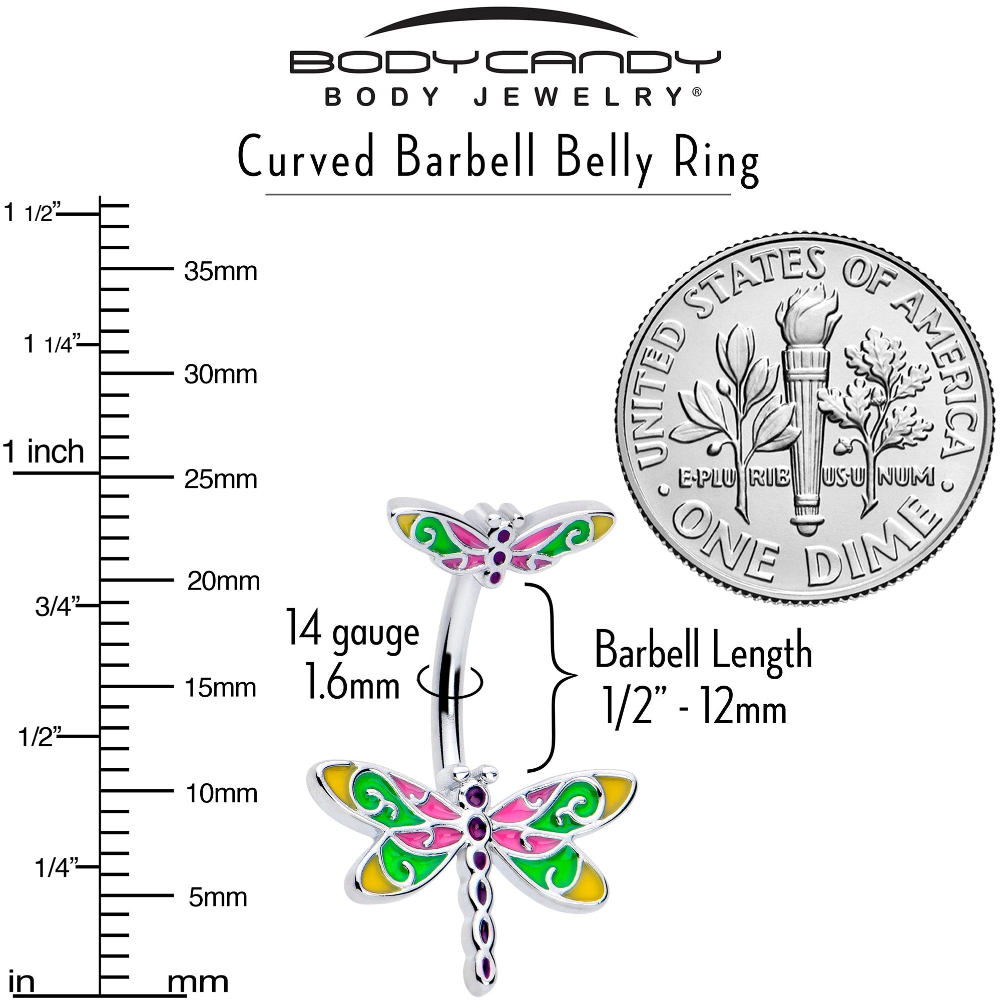 BodyCandy Dragonfly Colors Double Mount Belly Ring — lifestyle context