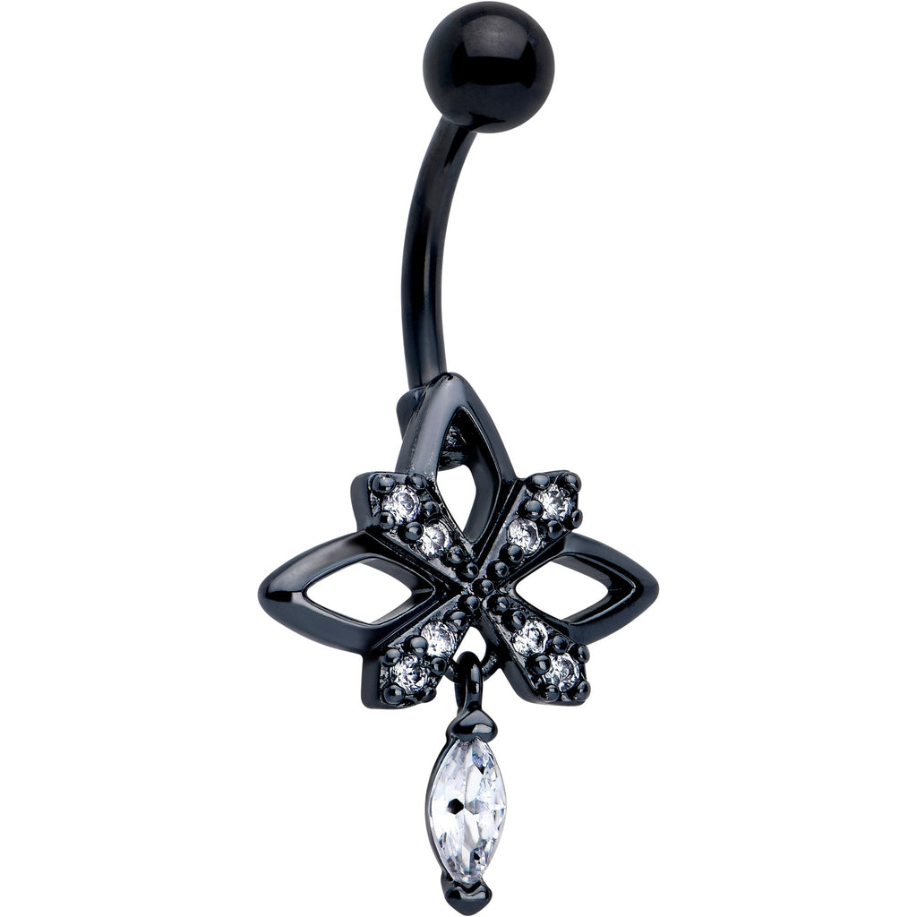 BodyCandy Clear CZ Gem Black Gothic Star Dangle Belly Ring — main product shot