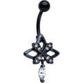 BodyCandy Clear CZ Gem Black Gothic Star Dangle Belly Ring — main product shot