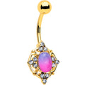 BodyCandy Pink Tourmaline Gold Tone Wondrous Glam Belly Ring — main product shot
