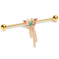 BodyCandy 14G Gold Tone Sunrise Butterfly Dangle Industrial Barbell 38mm — main product shot