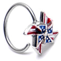 BodyCandy 20G 5/16 Clear Gem Festive Patriot Pinwheel Nose Hoop — main product shot