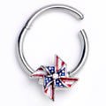 BodyCandy 16G 3/8 Clear Gem Festive Patriot Pinwheel Hinged Segment Ring — main product shot