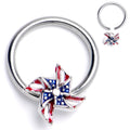 BodyCandy 16G 3/8 Clear Gem Festive Patriot Pinwheel BCR Captive Ring — main product shot