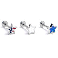 BodyCandy 16G 5/16 Stars Flag Patriotic Labret Monroe Tragus Curation Set of 3 — main product shot