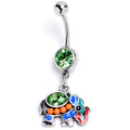 BodyCandy Green Gem Colorful Elephant Dangle Belly Ring — main product shot