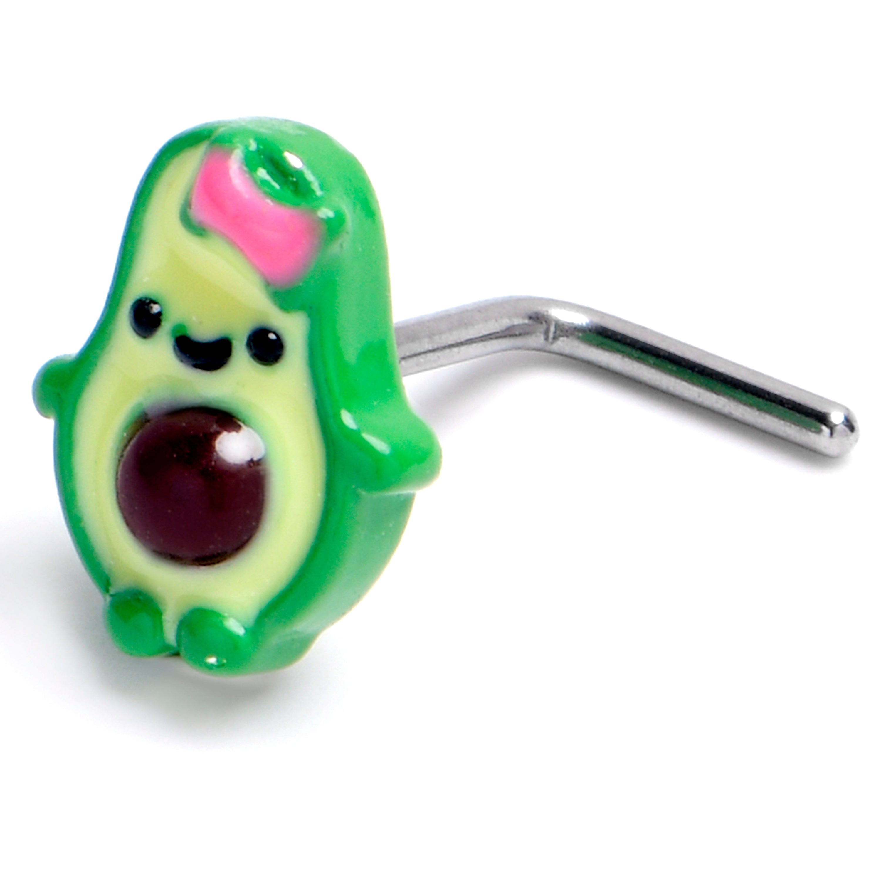 BodyCandy 20G 7mm Cutie Avocado L Shape Nose Ring — main product shot