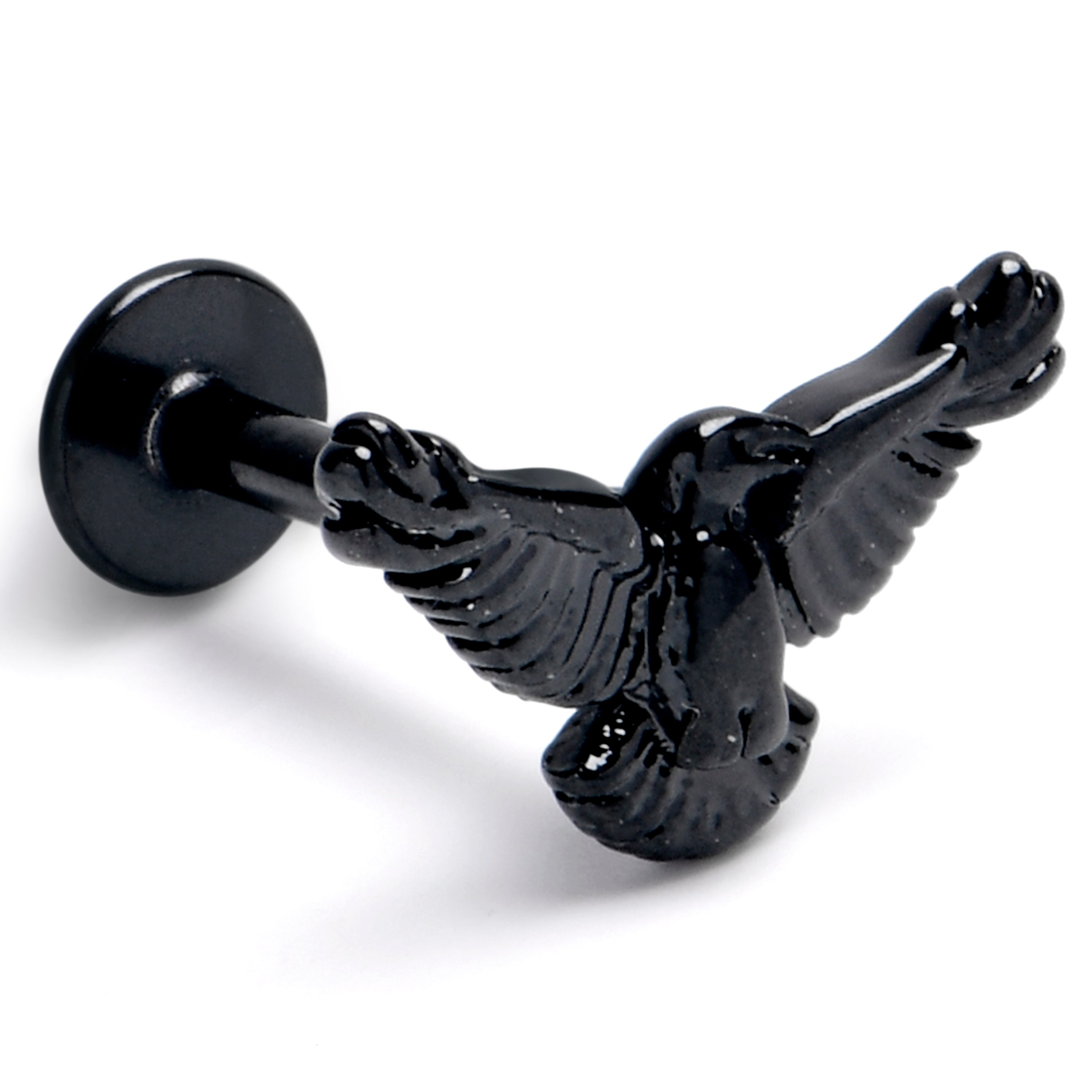 BodyCandy 16G 5/16 Black Raven Bird Labret Monroe Tragus — main product shot