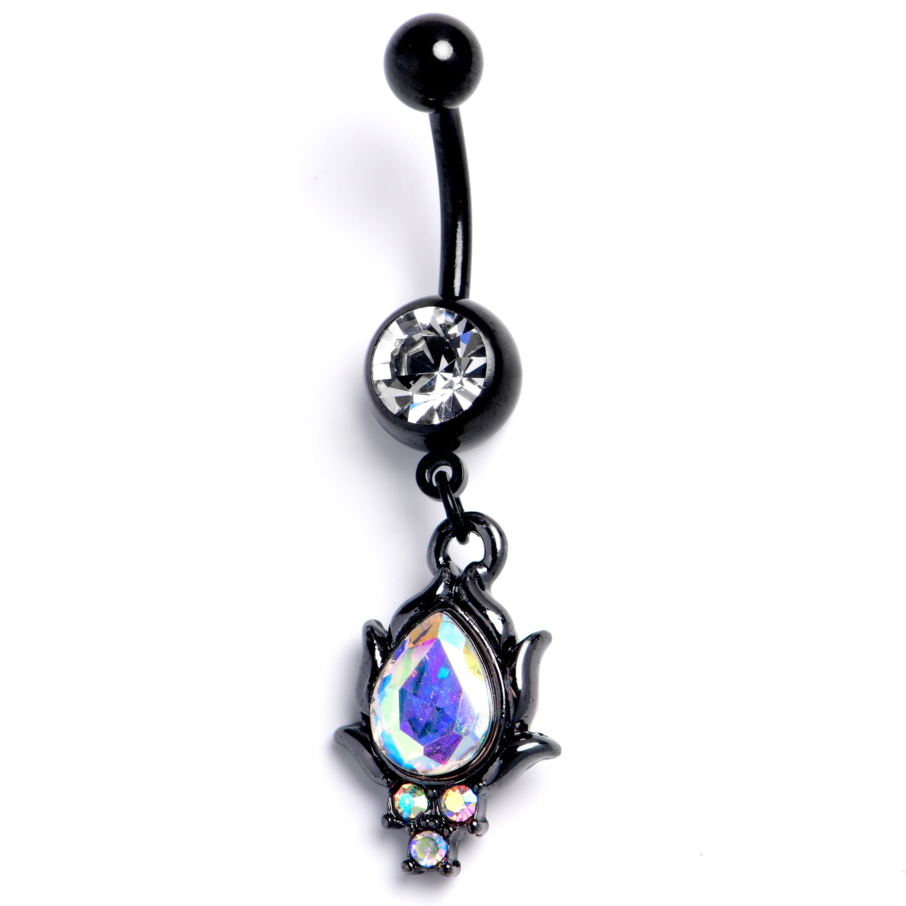 BodyCandy Aurora CZ Gem Black Dream Drop Dangle Belly Ring — main product shot
