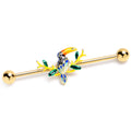 BodyCandy 14G Green Gem Gold Tone Tropical Toucan Industrial Barbell 38mm — main product shot