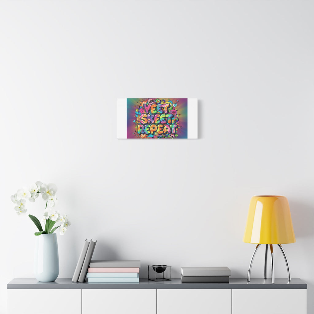 Yeet Skeet Repeat Canvas | Slogan & Glitch Graphic, Meme Phrase Wall Art