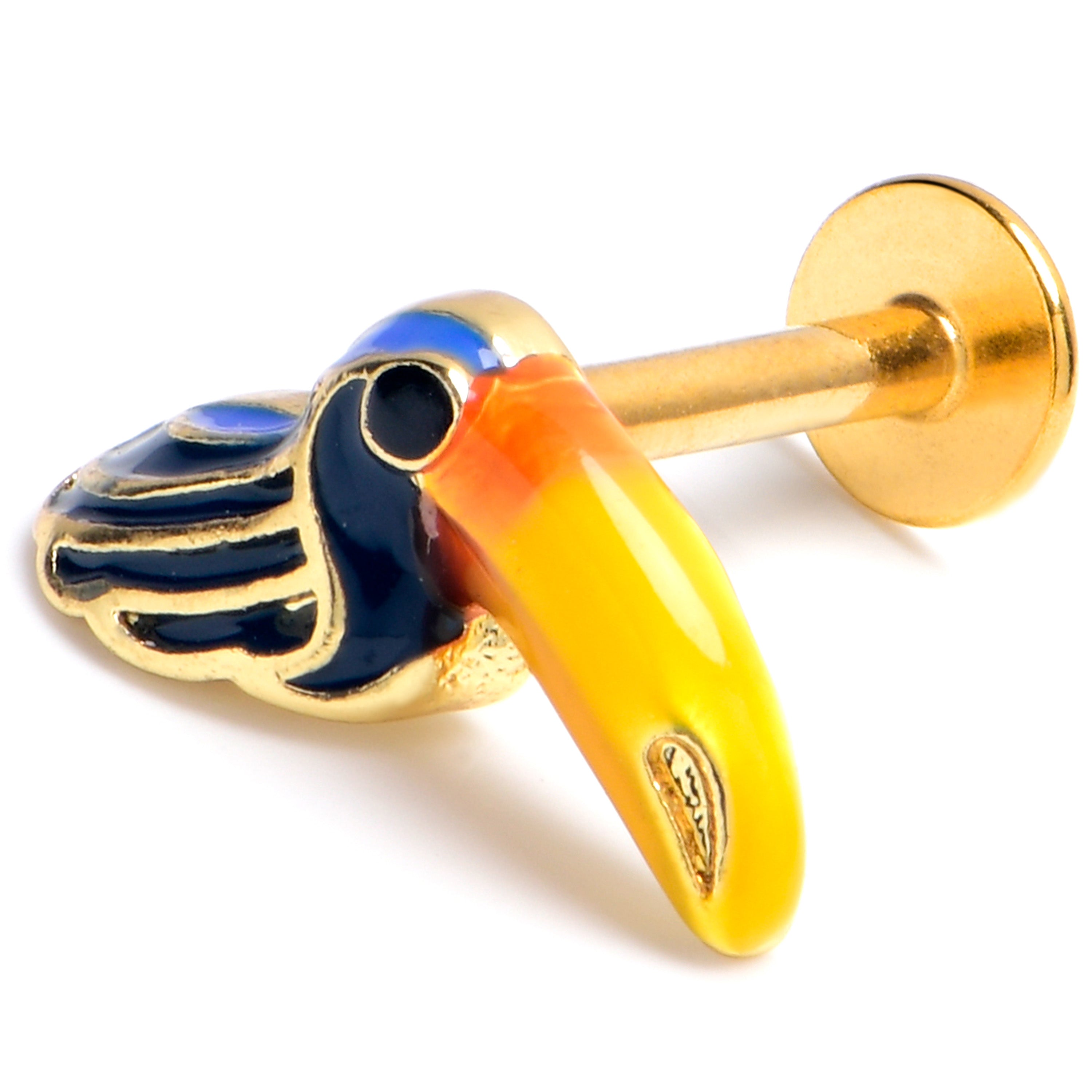 BodyCandy 16G 5/16 Gold Tone Tropical Toucan Labret Monroe Tragus — main product shot