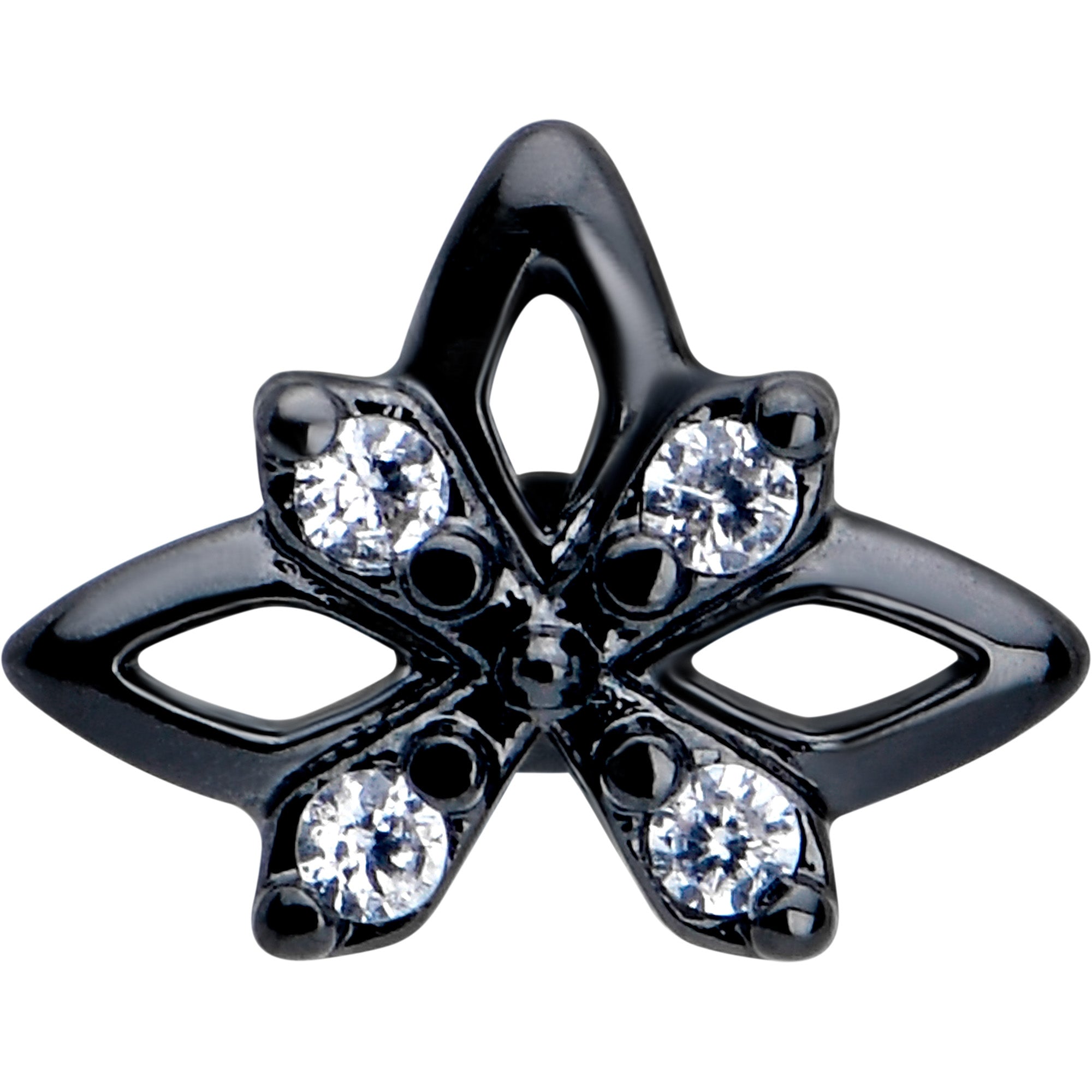 BodyCandy 16G Clear CZ Gem Black Gothic Star Flat Back Earring — lifestyle context
