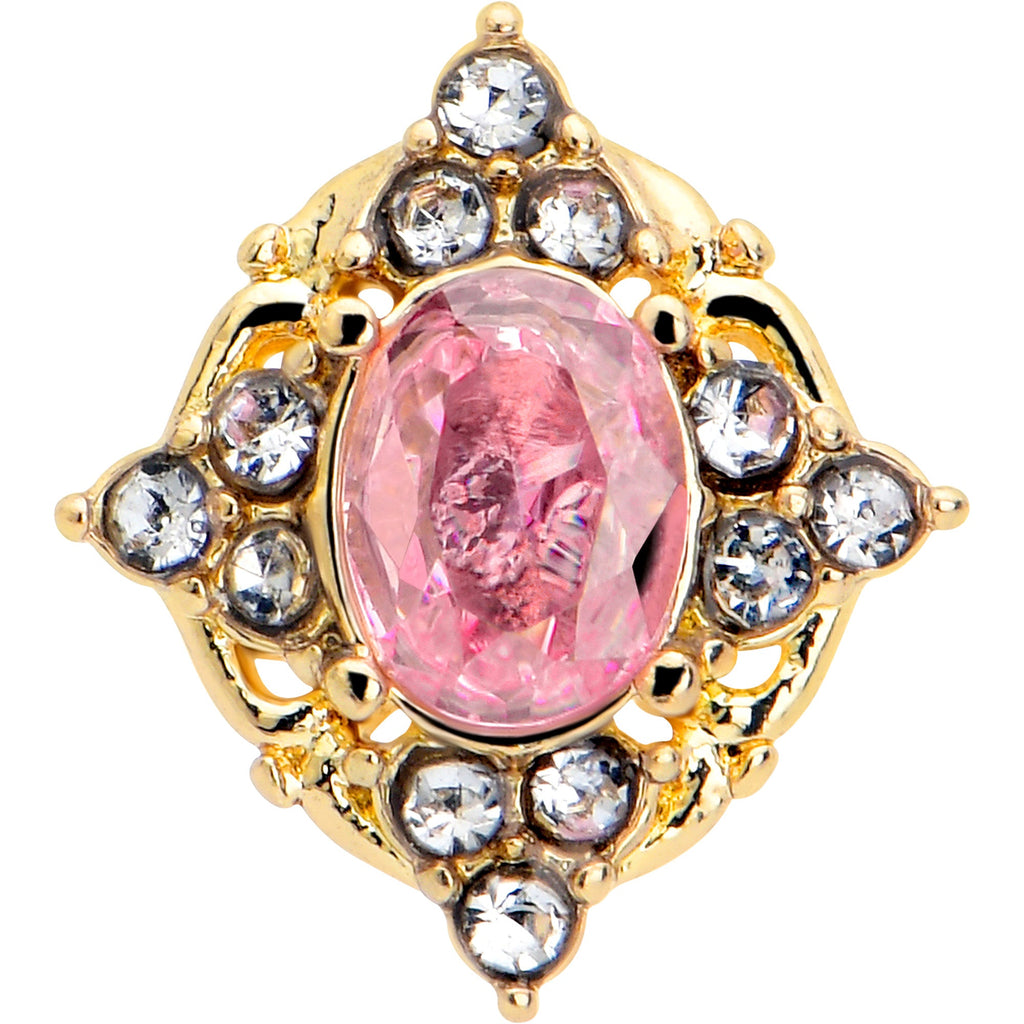 BodyCandy 16G Pink Tourmaline Gold Tone Wondrous Glam Flat Back Earring — lifestyle context