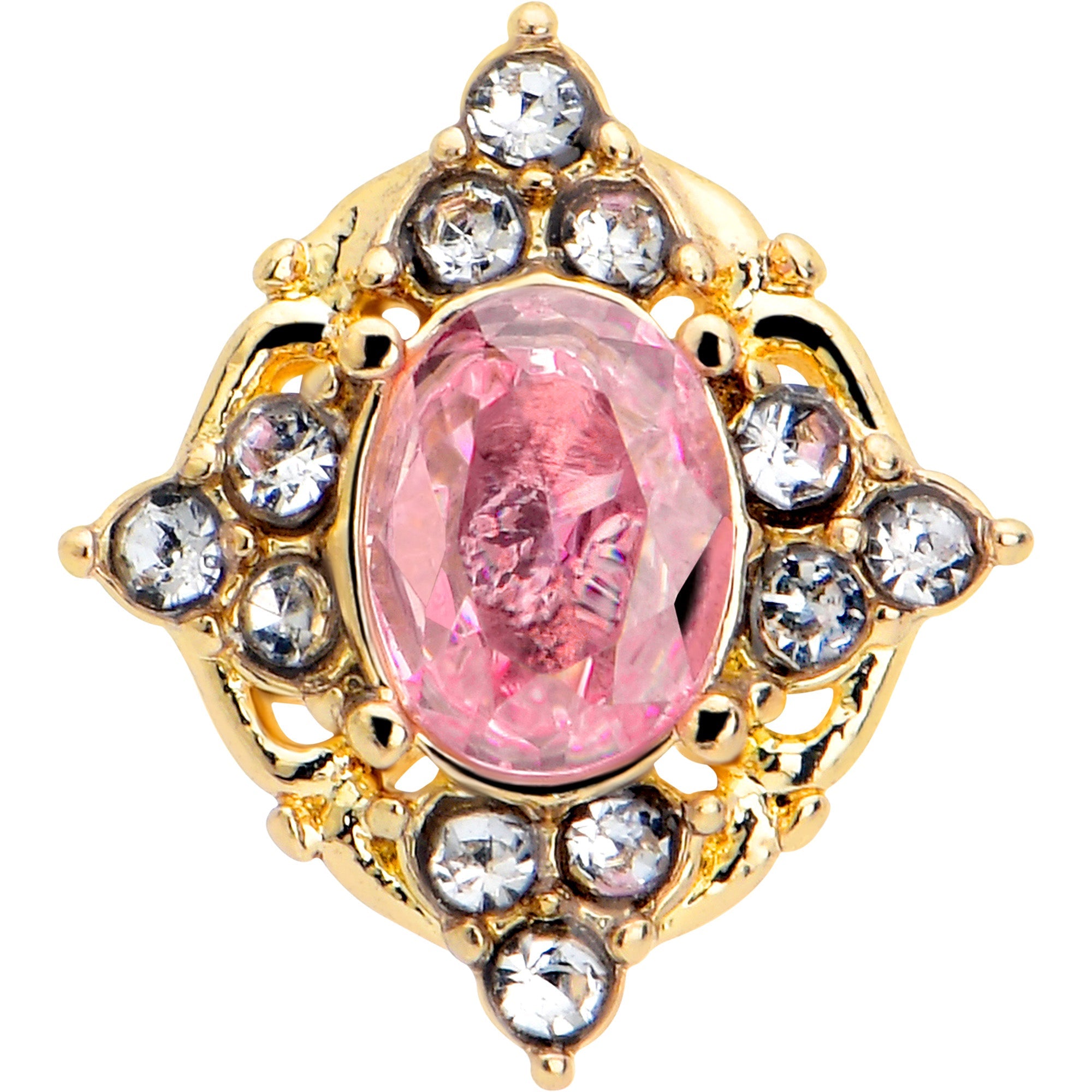 BodyCandy 16G Pink Tourmaline Gold Tone Wondrous Glam Flat Back Earring — lifestyle context