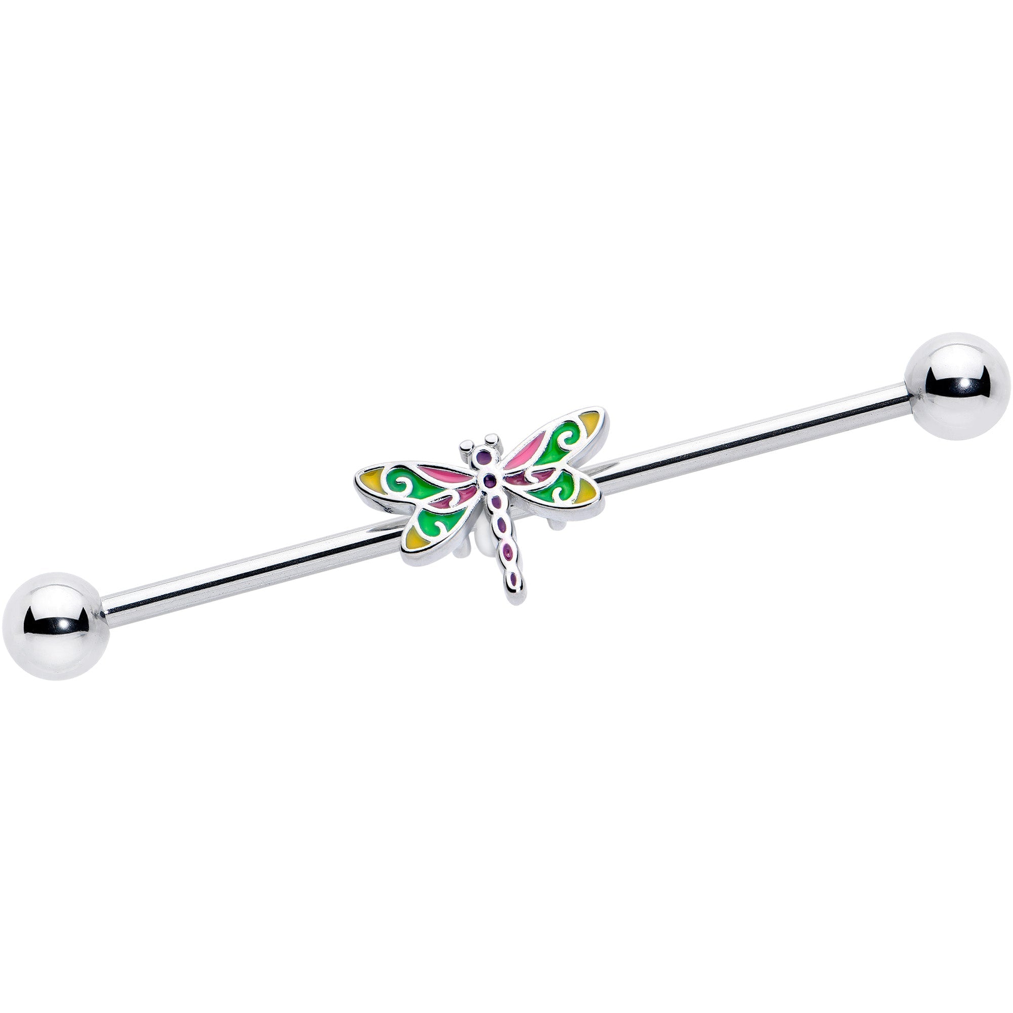 BodyCandy 14G Dragonfly Colors Industrial Barbell 38mm — main product shot
