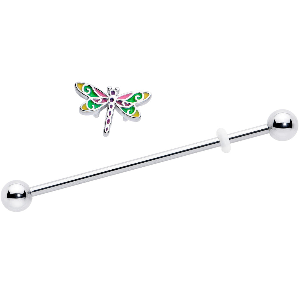 BodyCandy 14G Dragonfly Colors Industrial Barbell 38mm — detail close-up