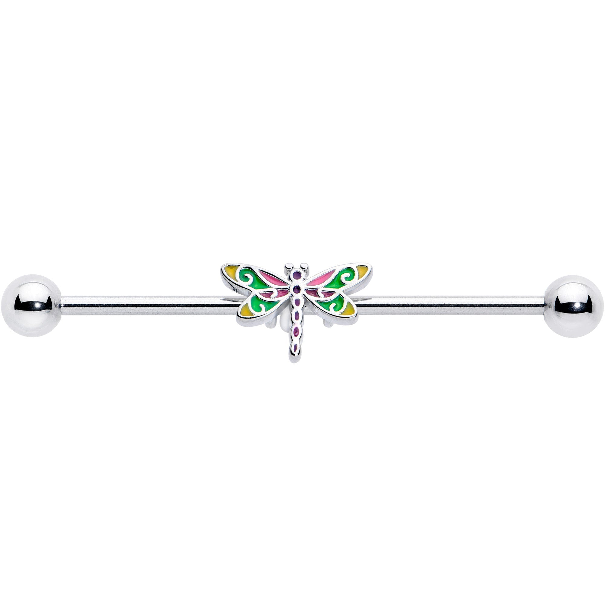 BodyCandy 14G Dragonfly Colors Industrial Barbell 38mm — lifestyle context
