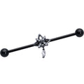 BodyCandy 14G Clear CZ Gem Black Gothic Star Dangle Industrial Barbell 38mm — main product shot