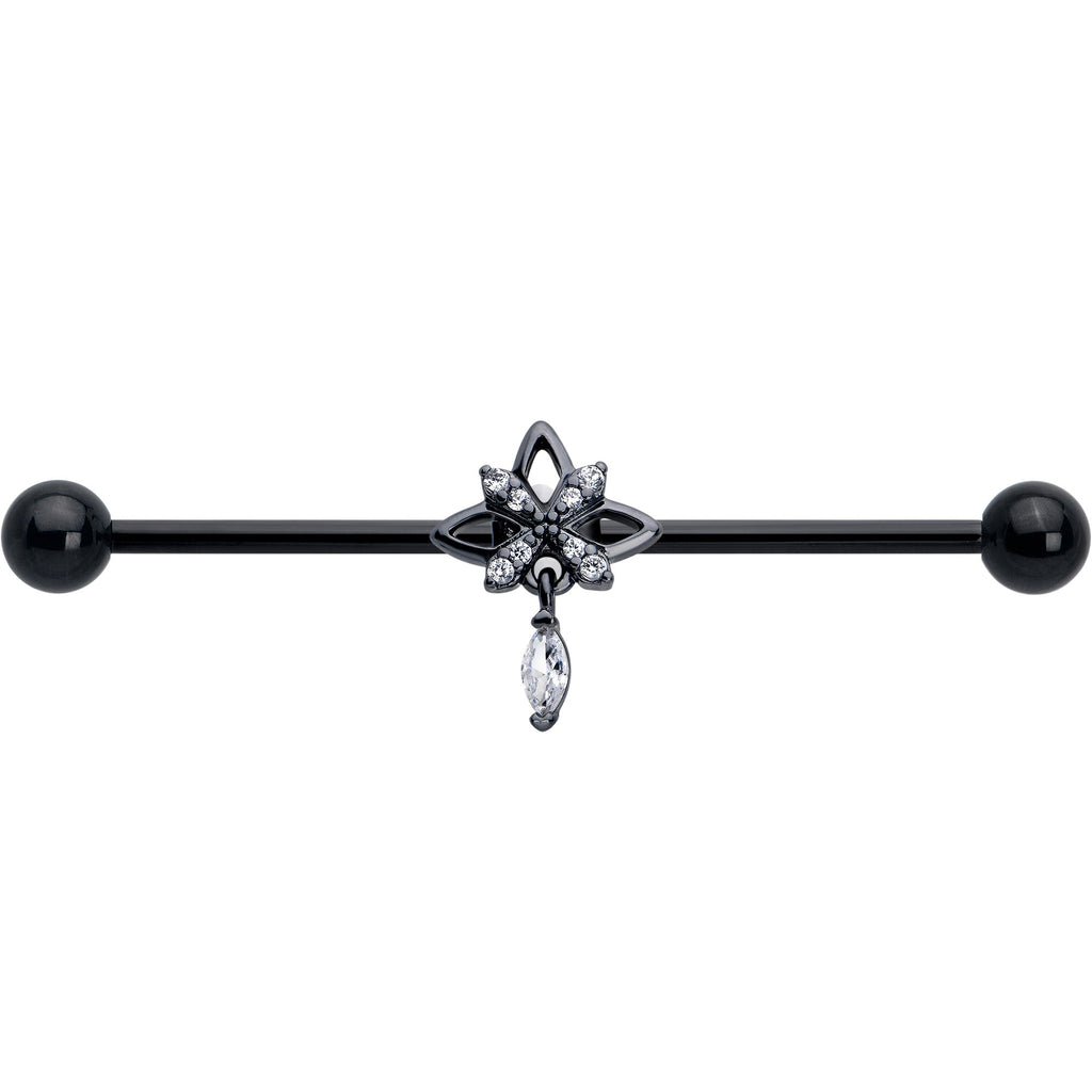 BodyCandy 14G Clear CZ Gem Black Gothic Star Dangle Industrial Barbell 38mm — lifestyle context