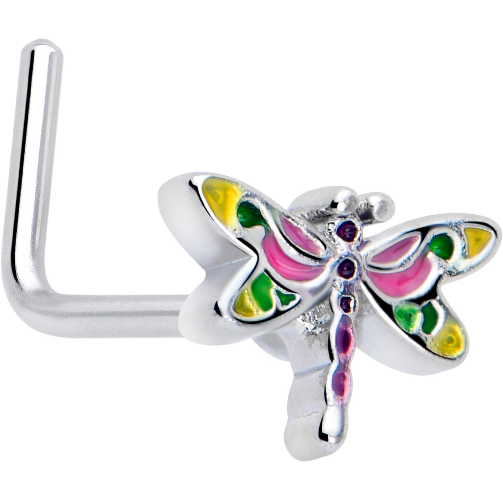 BodyCandy 20G 7mm Dragonfly Colors L Shape Nose Ring — main product shot