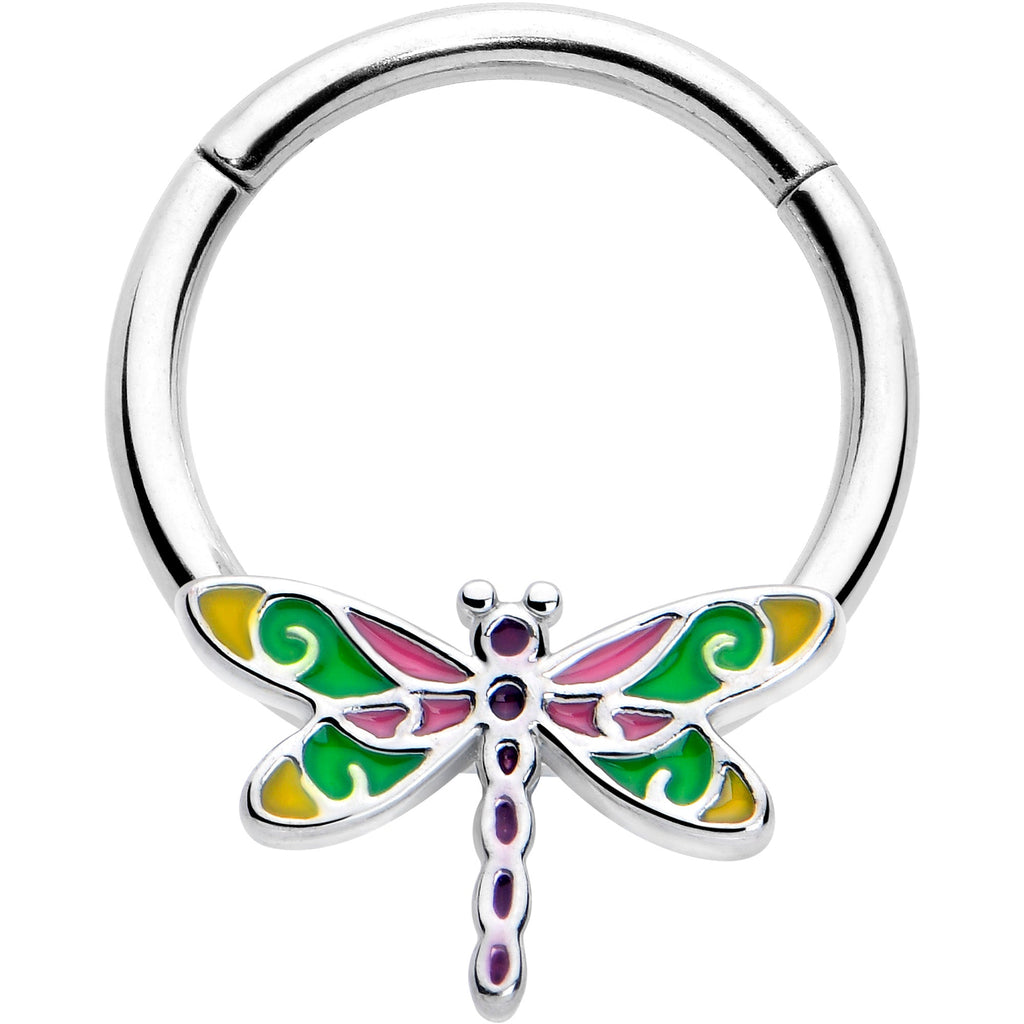 BodyCandy 16G 3/8 Dragonfly Color Hinged Segment Ring — main product shot