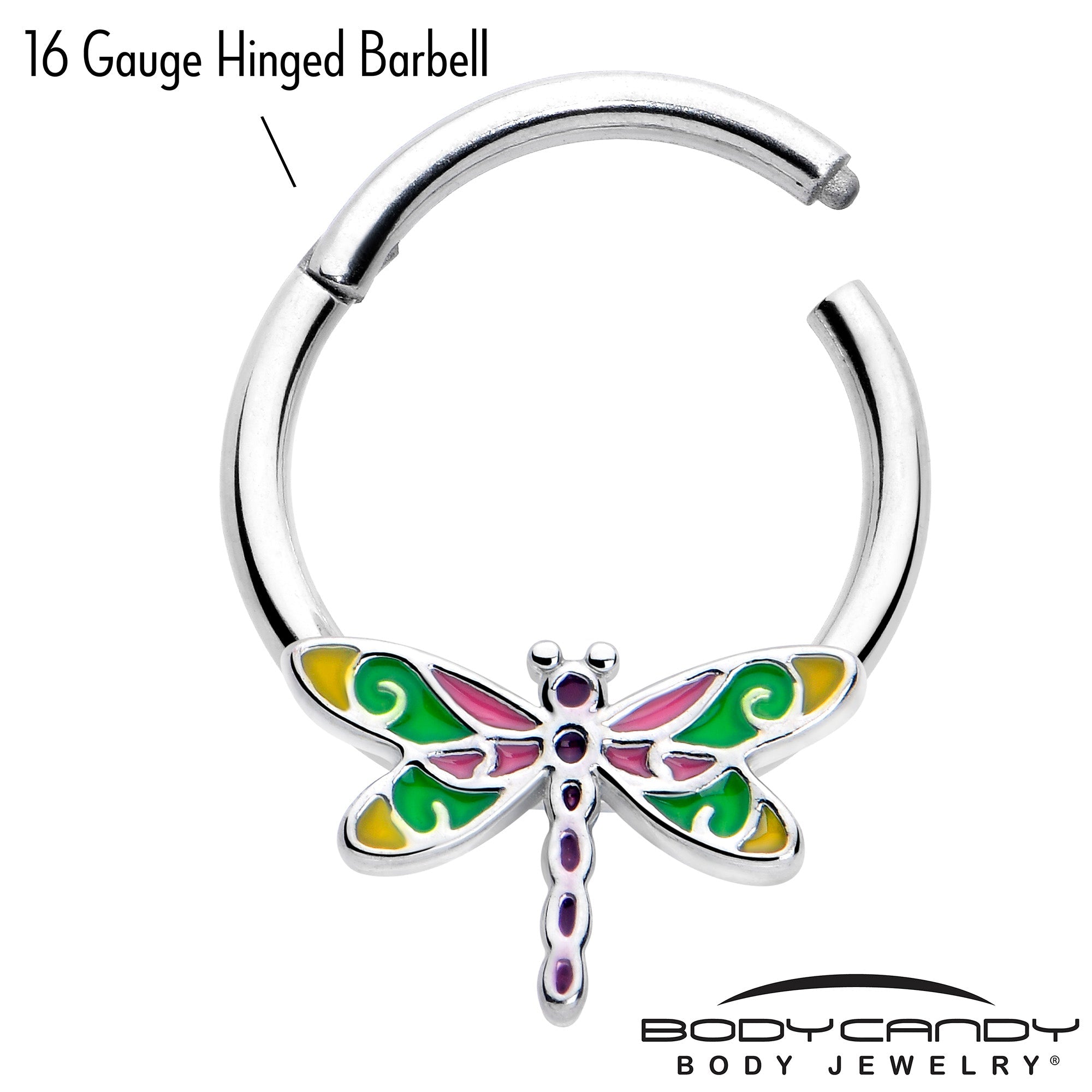 BodyCandy 16G 3/8 Dragonfly Color Hinged Segment Ring — lifestyle context
