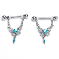 BodyCandy 14G 9/16 Clear Blue Gem Whimsical Butterfly Dangle Nipple Ring Set — main product shot