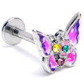 BodyCandy 16G 5/16 Green Yellow Gem Exotic Butterfly Labret Monroe Tragus — main product shot