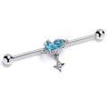 BodyCandy 14G Blue Clear CZ Gem Starry Heart Dangle Industrial Barbell 38mm — main product shot